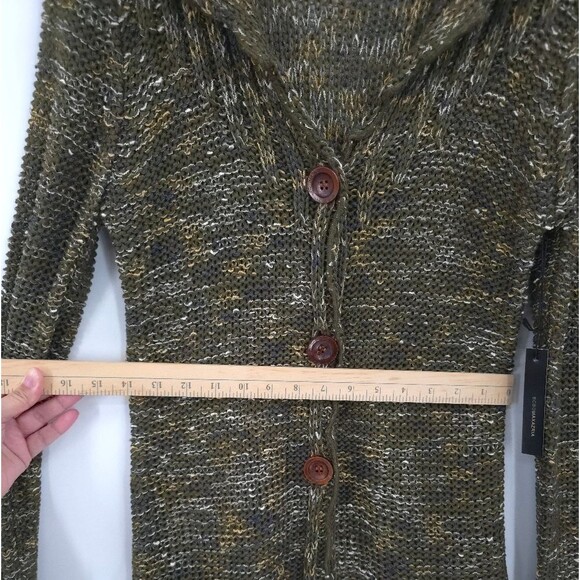 Y2k 90s BCBGMAXAZRIA Knit Cardigan Green Button Front Goblincore Lettuce Trim - Picture 13 of 16